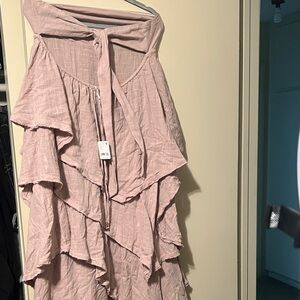 Free People Bloom Asymmetrical Ruffle Tube Top dress size Large bnwts